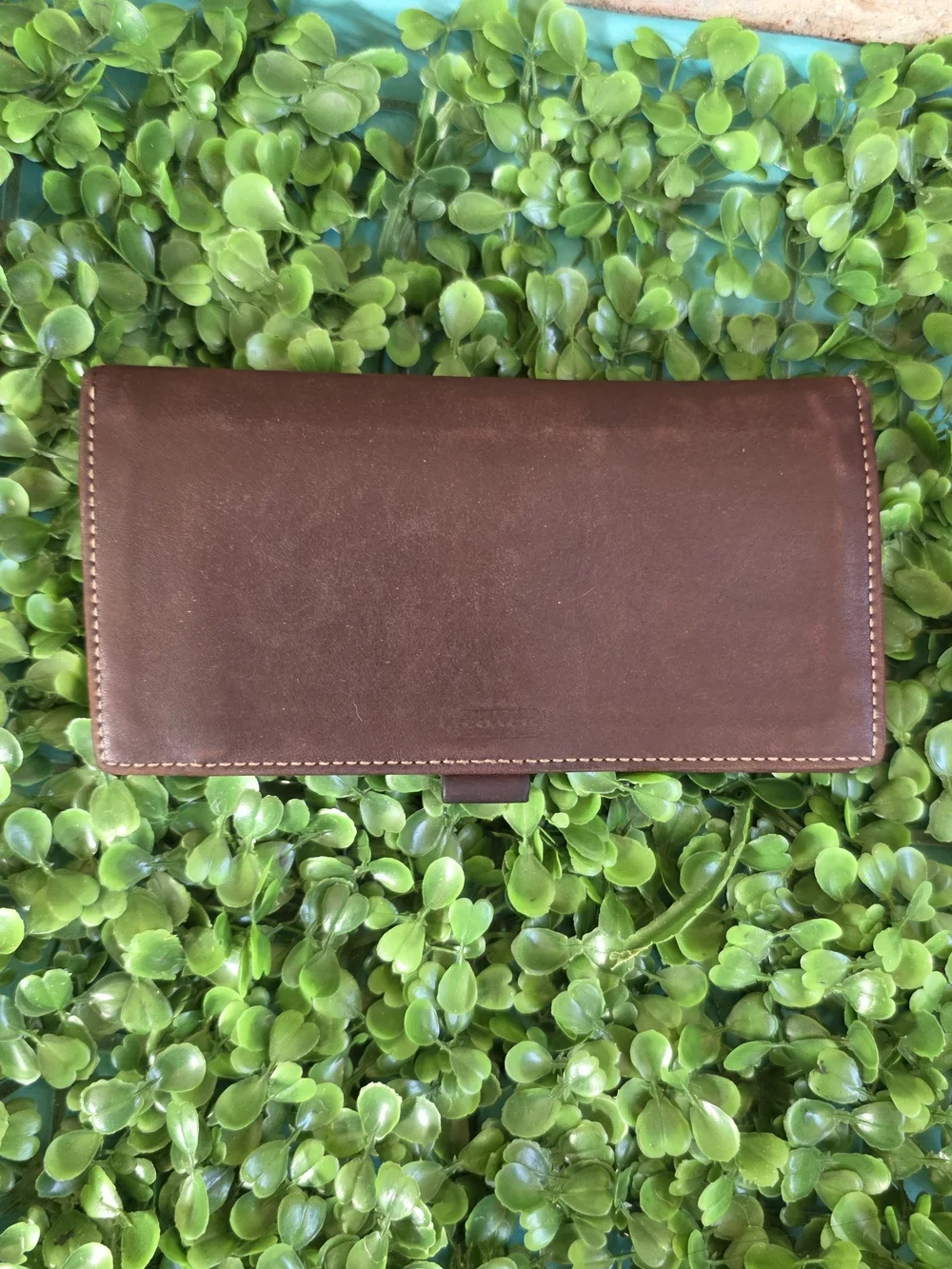 ​EUC Coach Vintage Brown Leather Checkbook Wallet Long Wallet